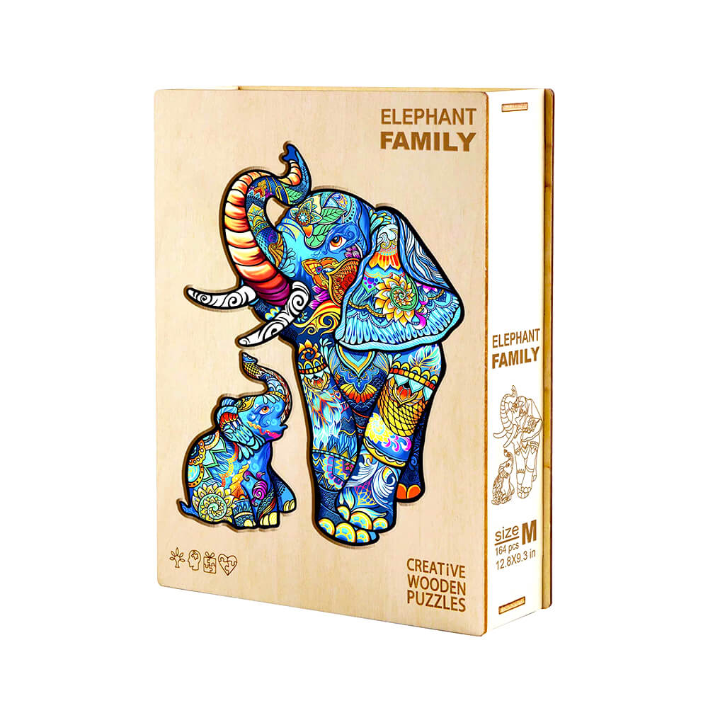 Puzzle En Bois - Famille Éléphant