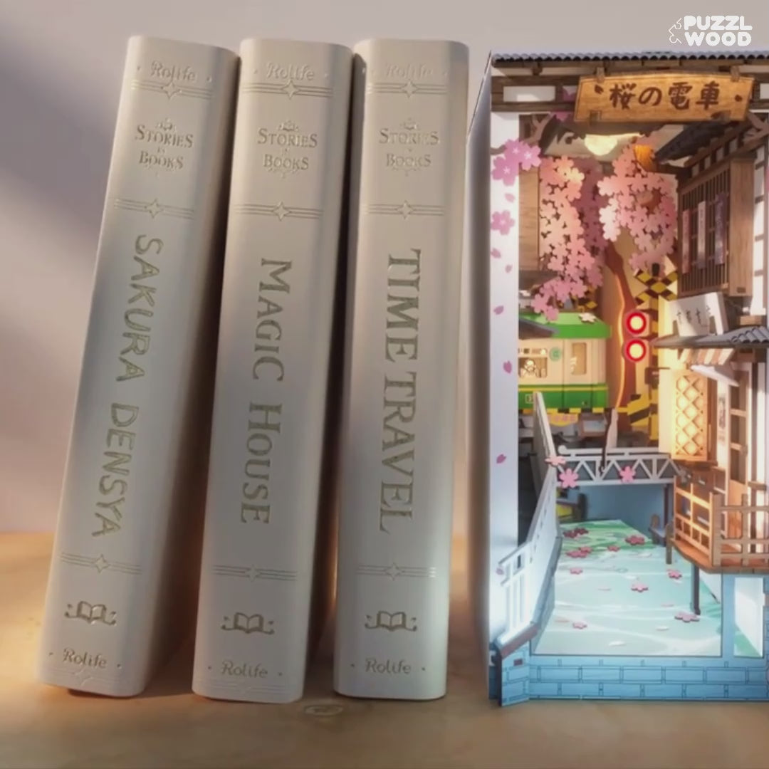 Rolife Sakura Densya Book Nook Shelf Insert Puzzles - Robotime Europe