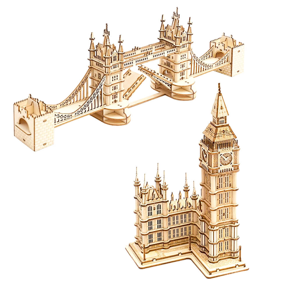 Maquette en Bois - Big Ben & Tower Bridge