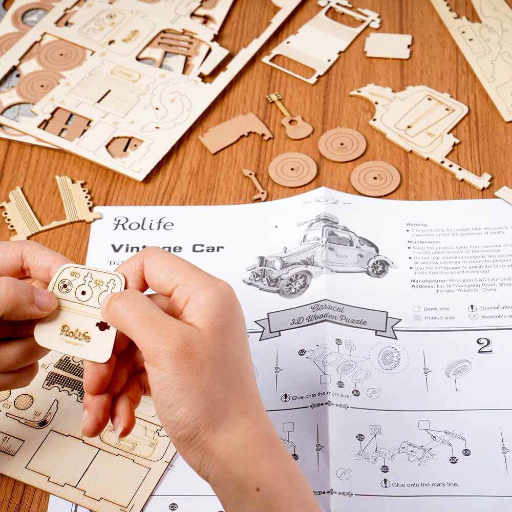 Puzzle 3D in legno auto d'epoca e distributore Hobby Creativi