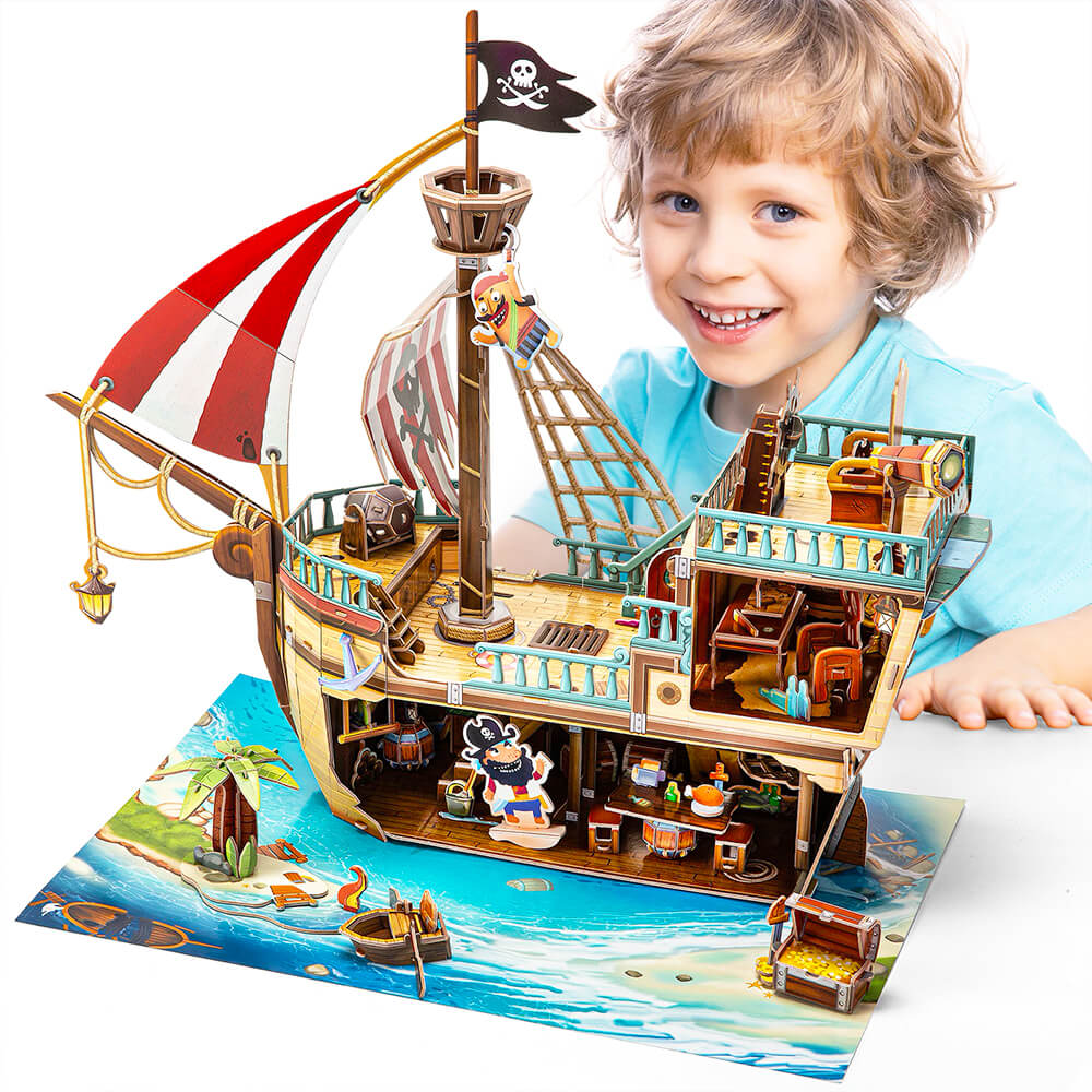 Horloge de bateau pirate Puzzles en bois 3D pour Liban