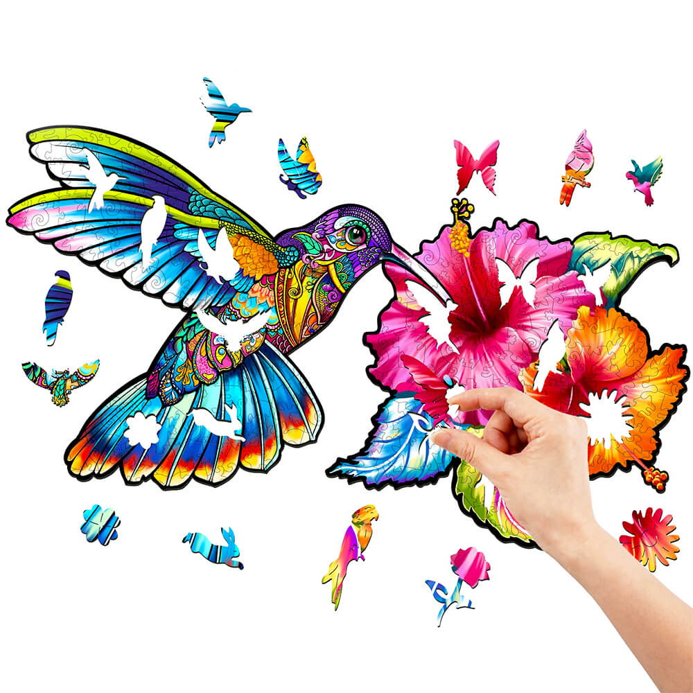 Puzzle En Bois - Colibri Fleurs
