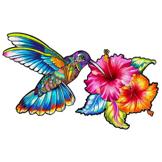 Puzzle En Bois - Colibri Fleurs