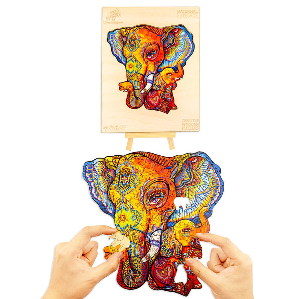 Puzzle En Bois - Éléphants