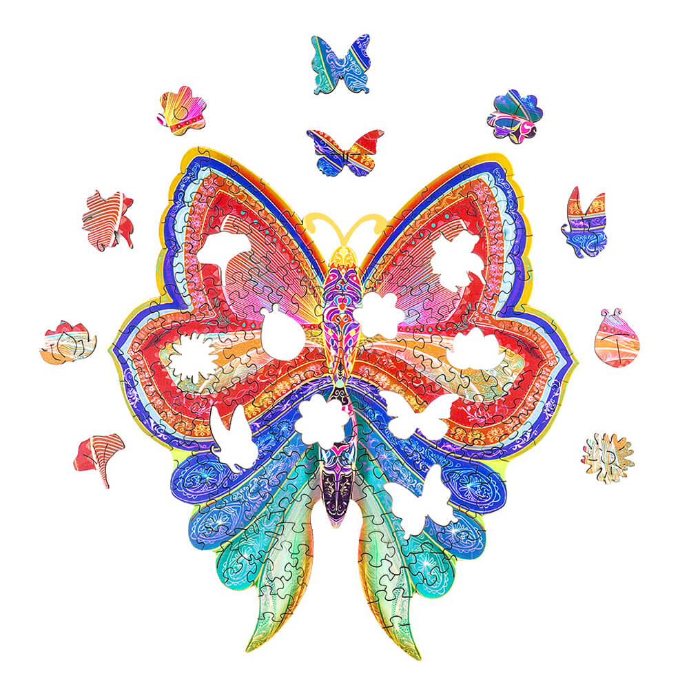 Puzzle En Bois - Papillon Multicolore