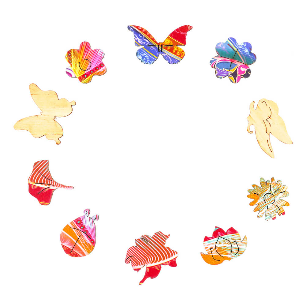 Puzzle En Bois - Papillon Multicolore