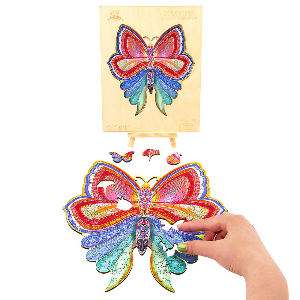 Puzzle En Bois - Papillon Multicolore
