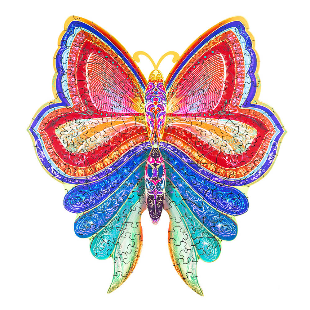 Puzzle En Bois - Papillon Multicolore