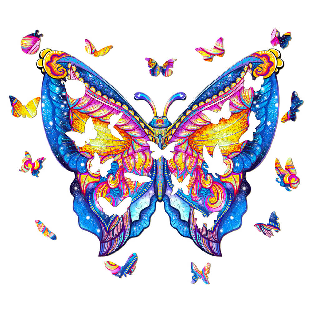 Puzzle En Bois - Papillon Étincelant
