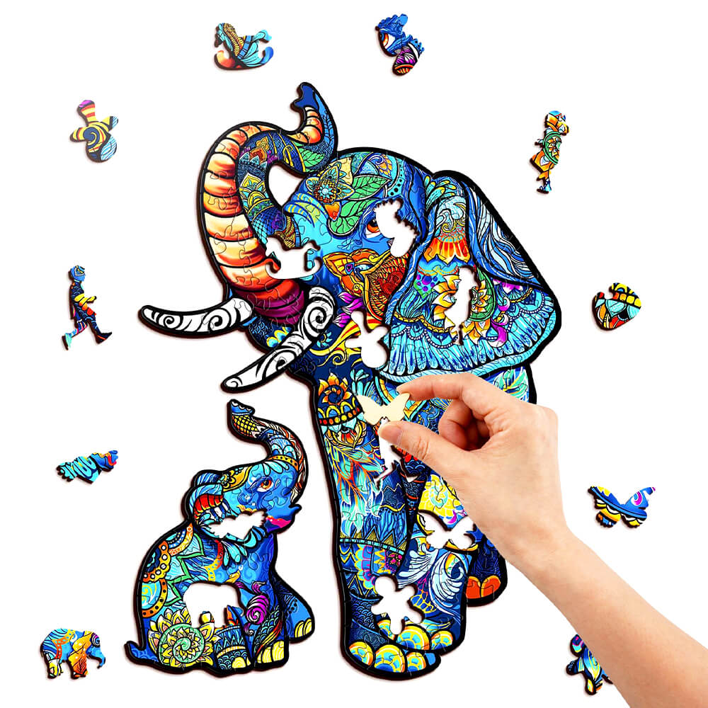 Puzzle En Bois - Famille Éléphant